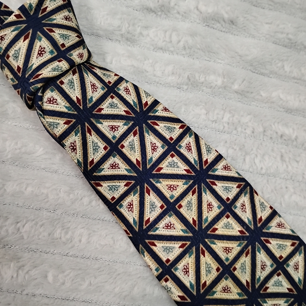Ferracci mens 100% silk made in the USA window pane 64" x 3.5" Business Casual